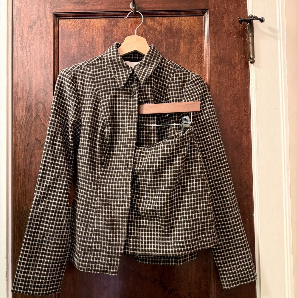 Reformation Brown Checked Mini Skirt and Suit Set - Picture 5 of 6